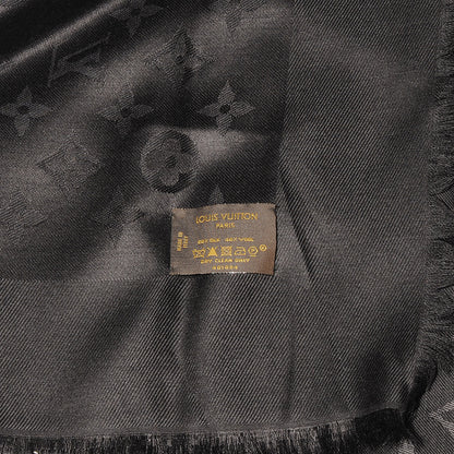Louis Vuitton Silk Wool Monogram Shawl Black 4 of 4