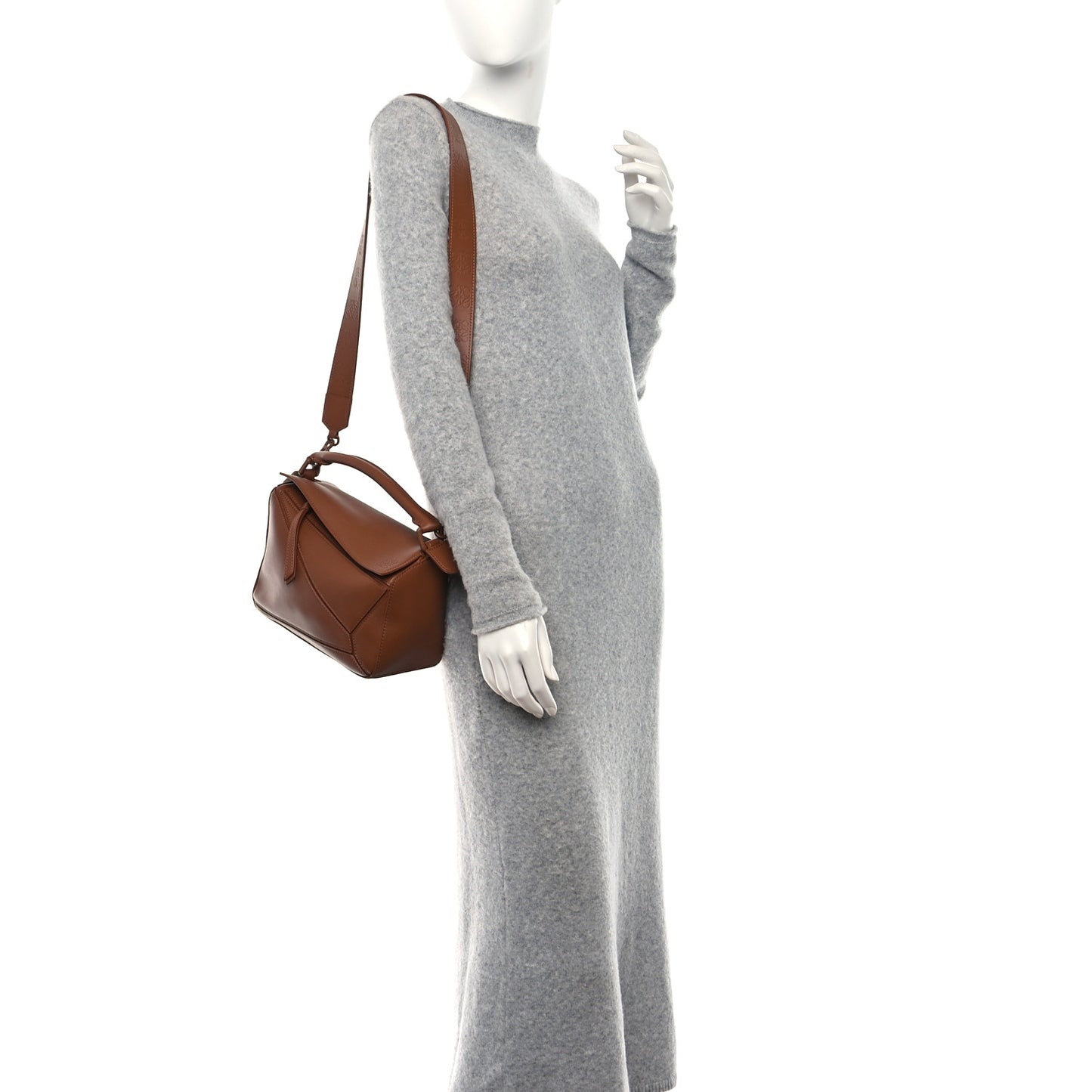 Satin Calfskin Small Puzzle Bag Pecan