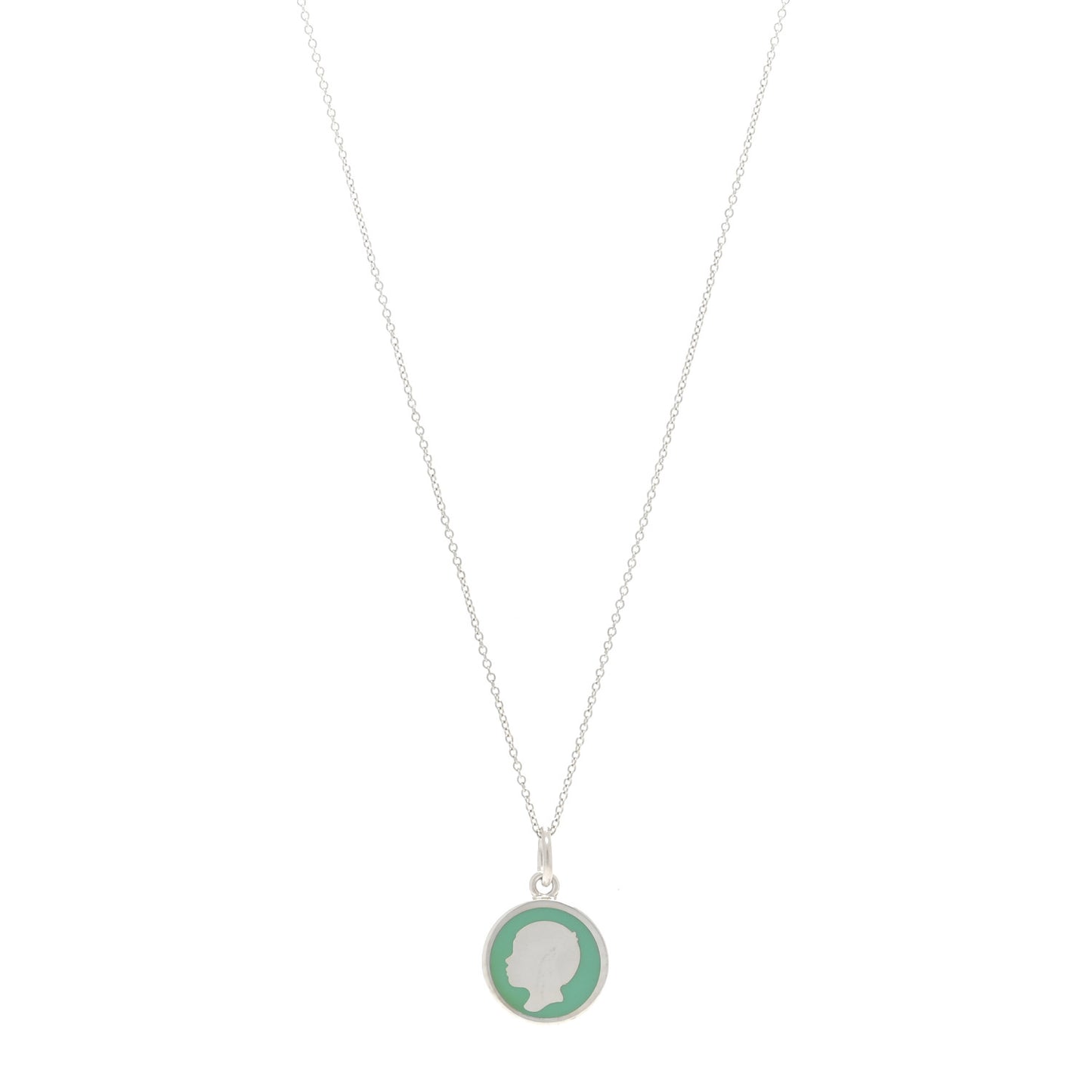 Sterling Silver Enamel Boy Pendant Necklace Blue