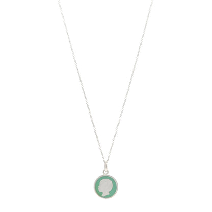 Tiffany Sterling Silver Enamel Boy Pendant Necklace Blue 1 of 5