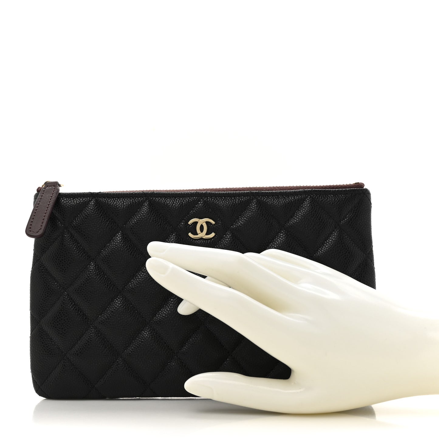 Caviar Quilted Small Zipped Pouch Black