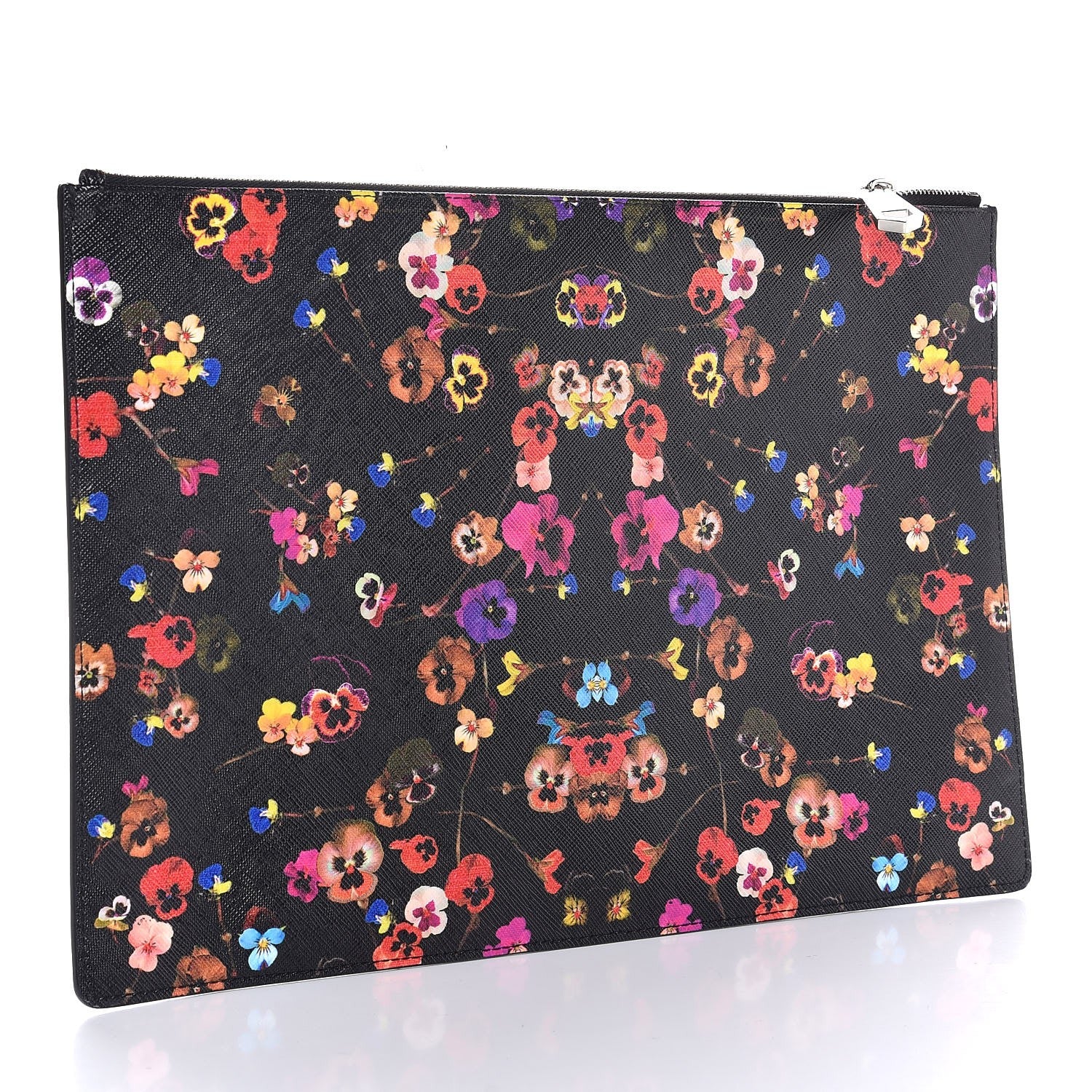 Givenchy Coated Canvas Pansy Print Large Zip Pouch Black 3 of 7