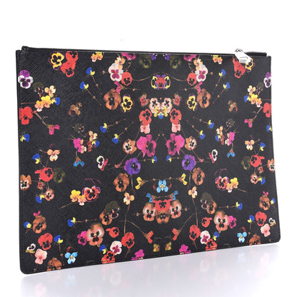 Givenchy Coated Canvas Pansy Print Large Zip Pouch Black 3 of 7
