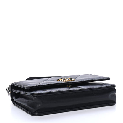 Chanel Shiny Goatskin Quilted Chanel 19 Wallet On Chain WOC Black 3 of 4