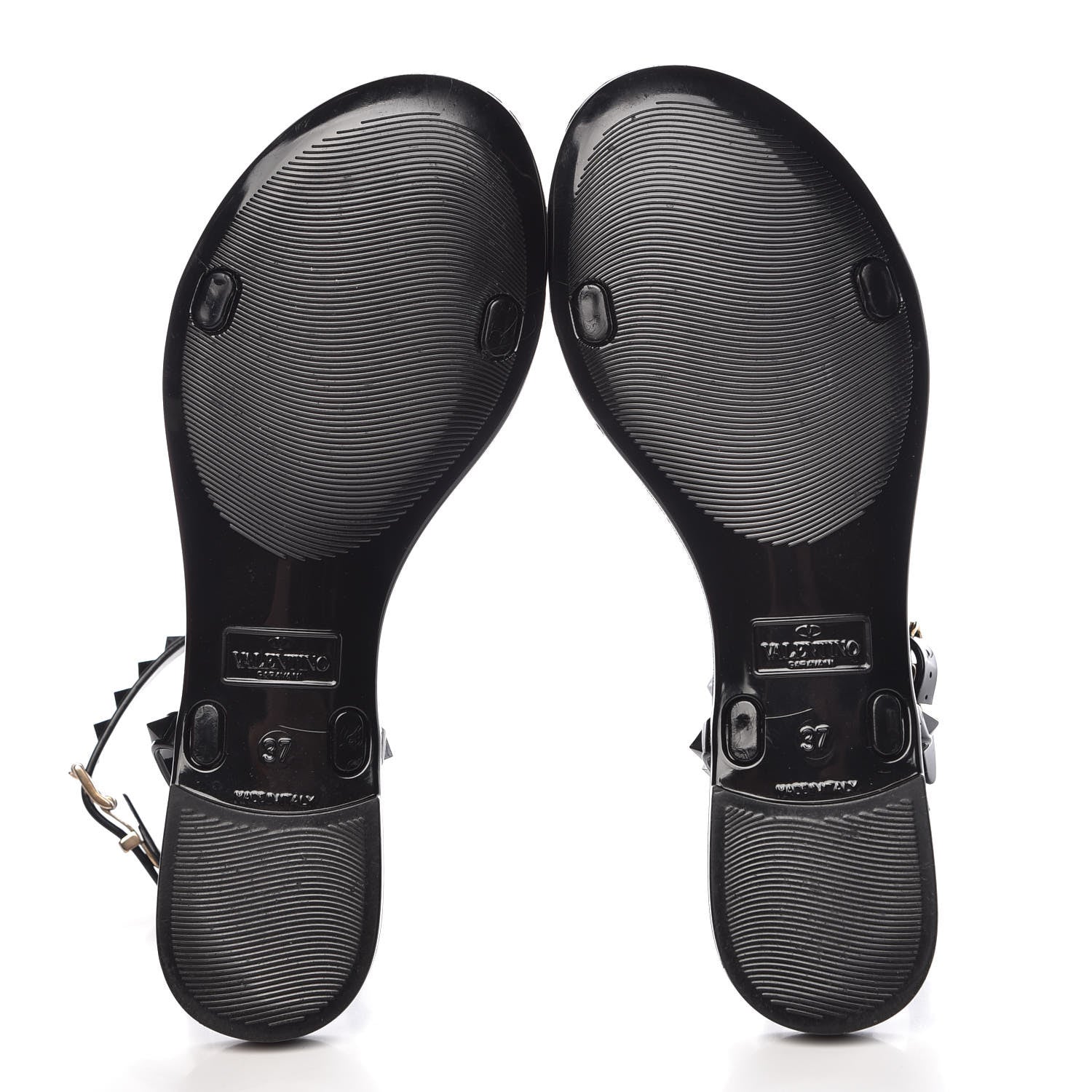 Valentino Garavani PVC Jelly Rockstud Ankle Strap Flat Sandals 37 Black 7 of 11