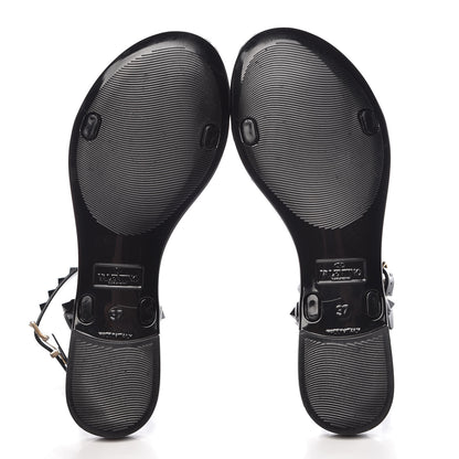 Valentino Garavani PVC Jelly Rockstud Ankle Strap Flat Sandals 37 Black 7 of 11