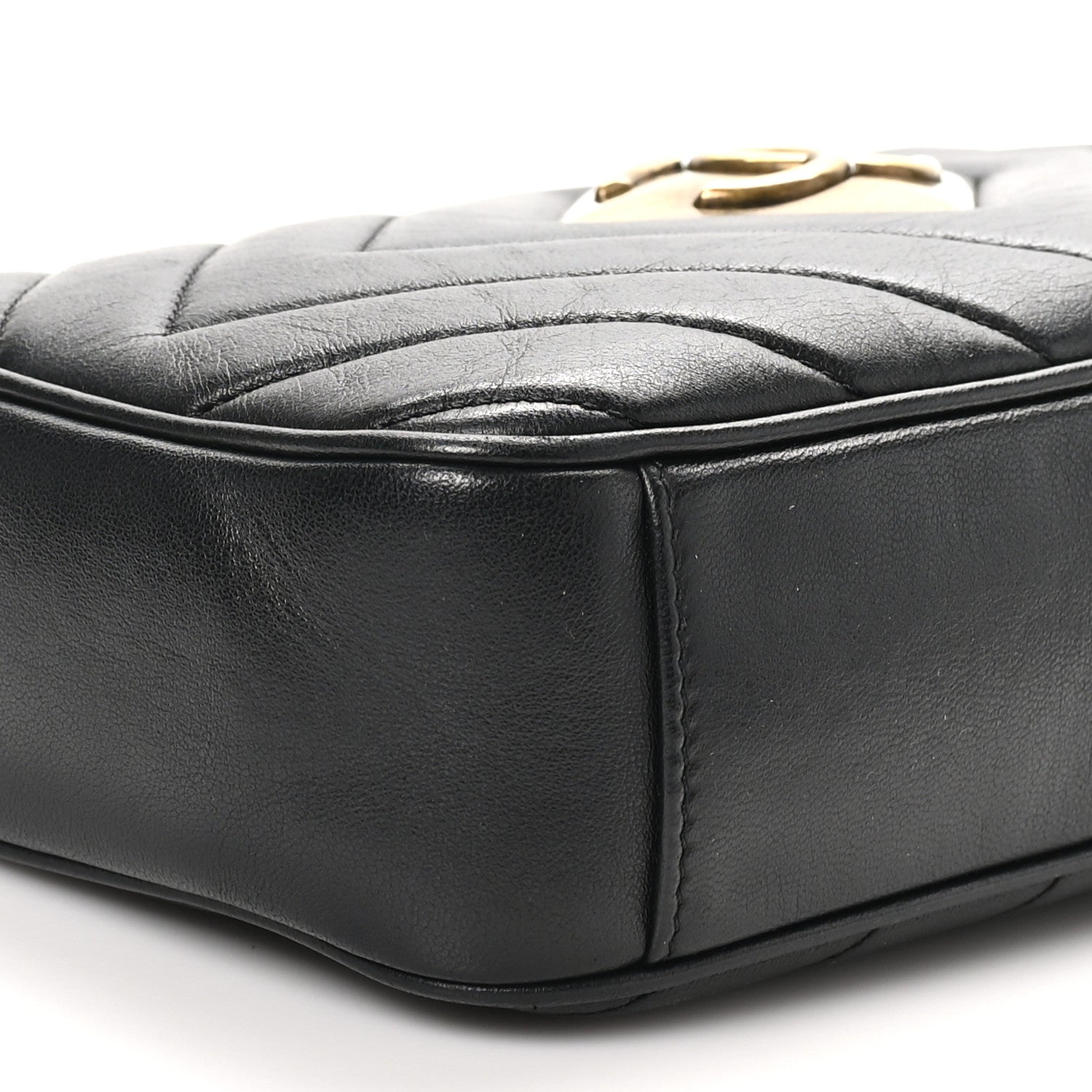 Chanel Lambskin Chevron Quilted Pyramid CC Camera Case Black 9 of 11