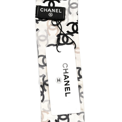 Chanel Silk CC Slim Bandeau Scarf Ecru Black 3 of 3