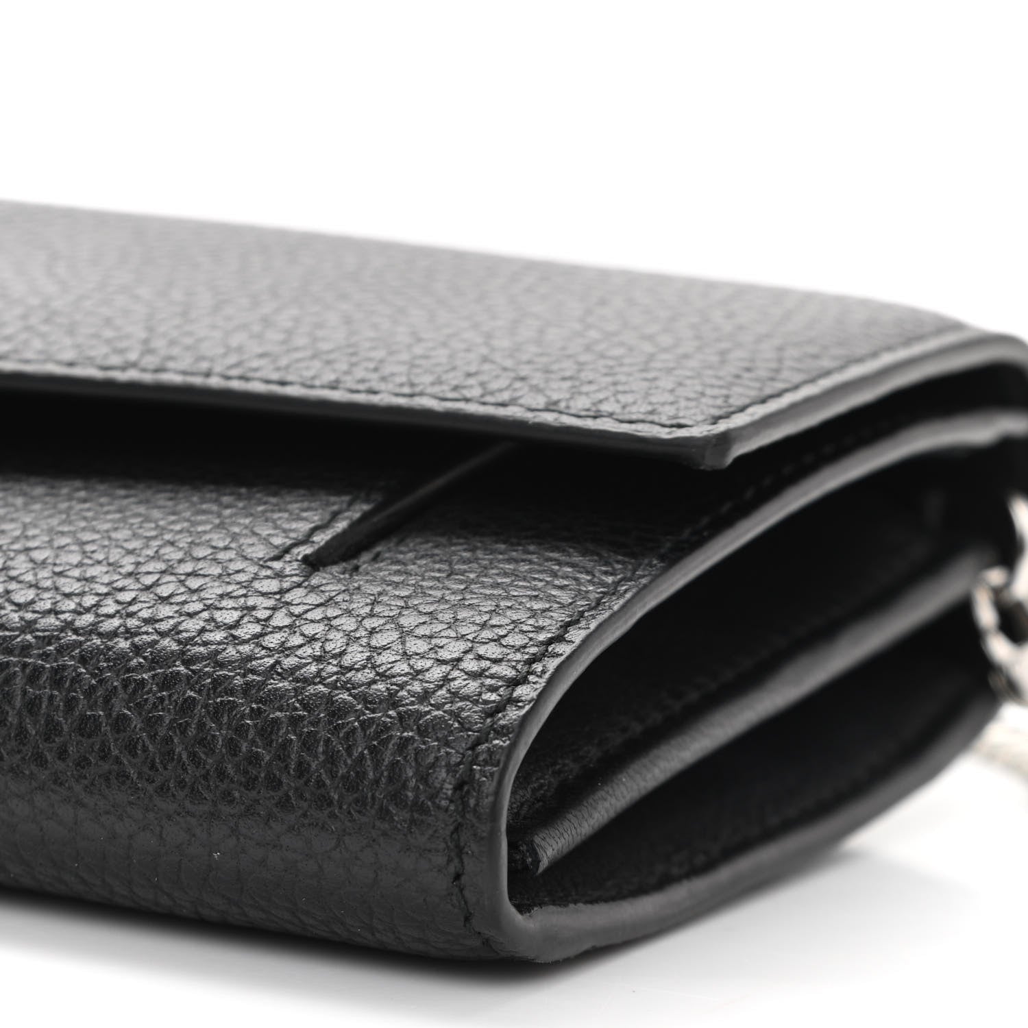 Alexander McQueen Pebbled Calfskin Skull Wallet on Chain Black