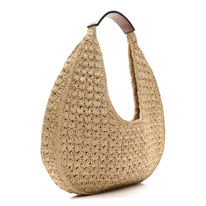 Celine Raffia Calfskin Triomphe Panier Hobo Bag Natural Tan 3 of 10