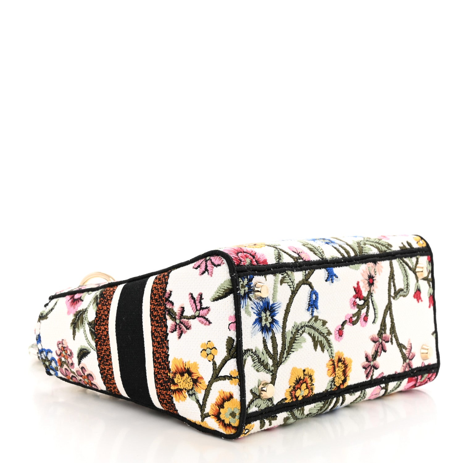 Christian Dior Canvas Embroidered Medium Lady D-Lite Ecru Multicolor 4 of 11