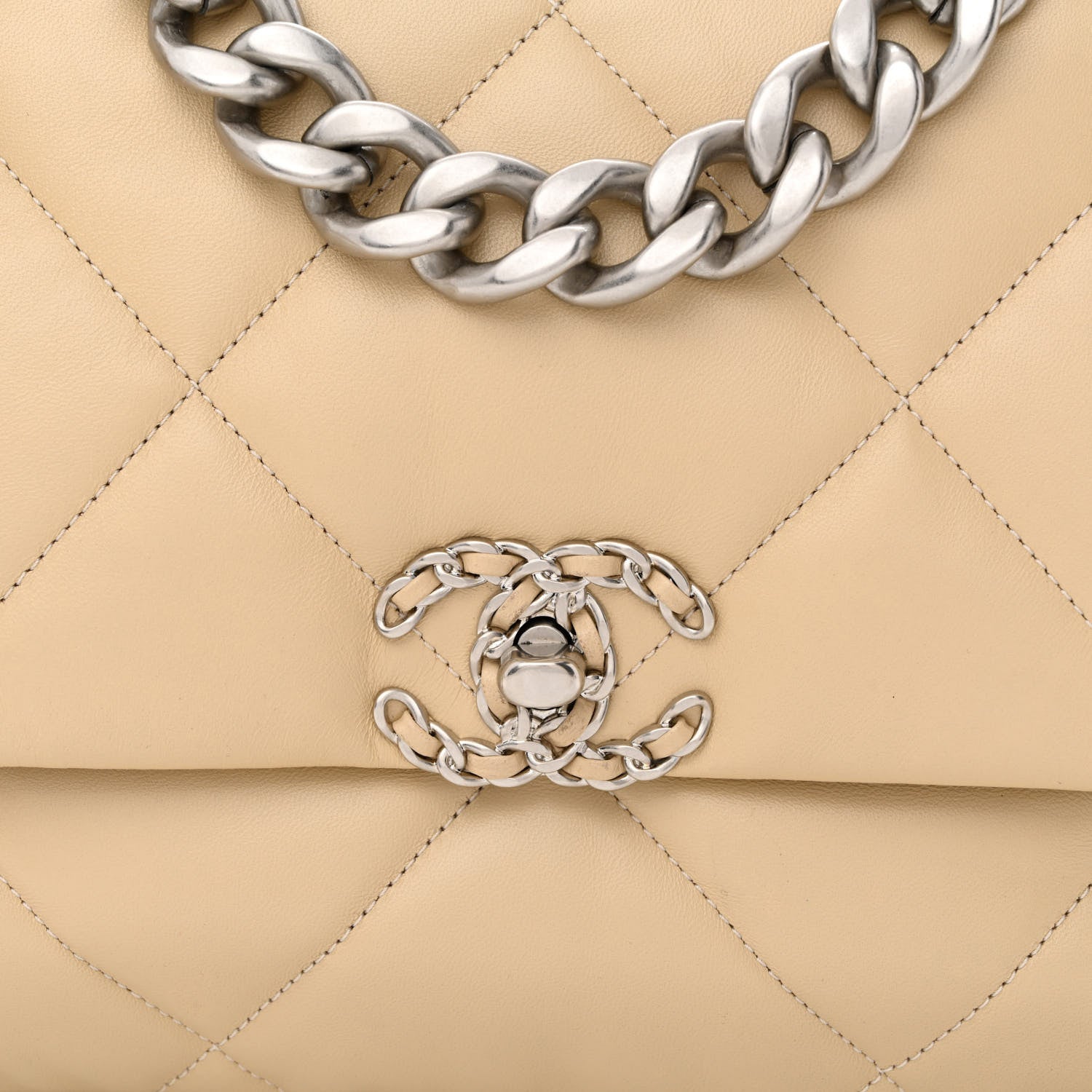 Chanel Lambskin Quilted Large Chanel 19 Flap Beige 8 of 11
