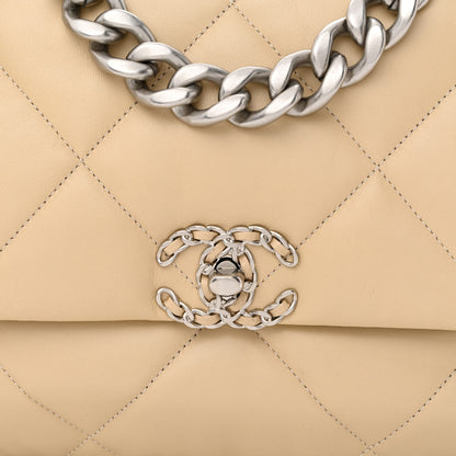 Chanel Lambskin Quilted Large Chanel 19 Flap Beige 8 of 11