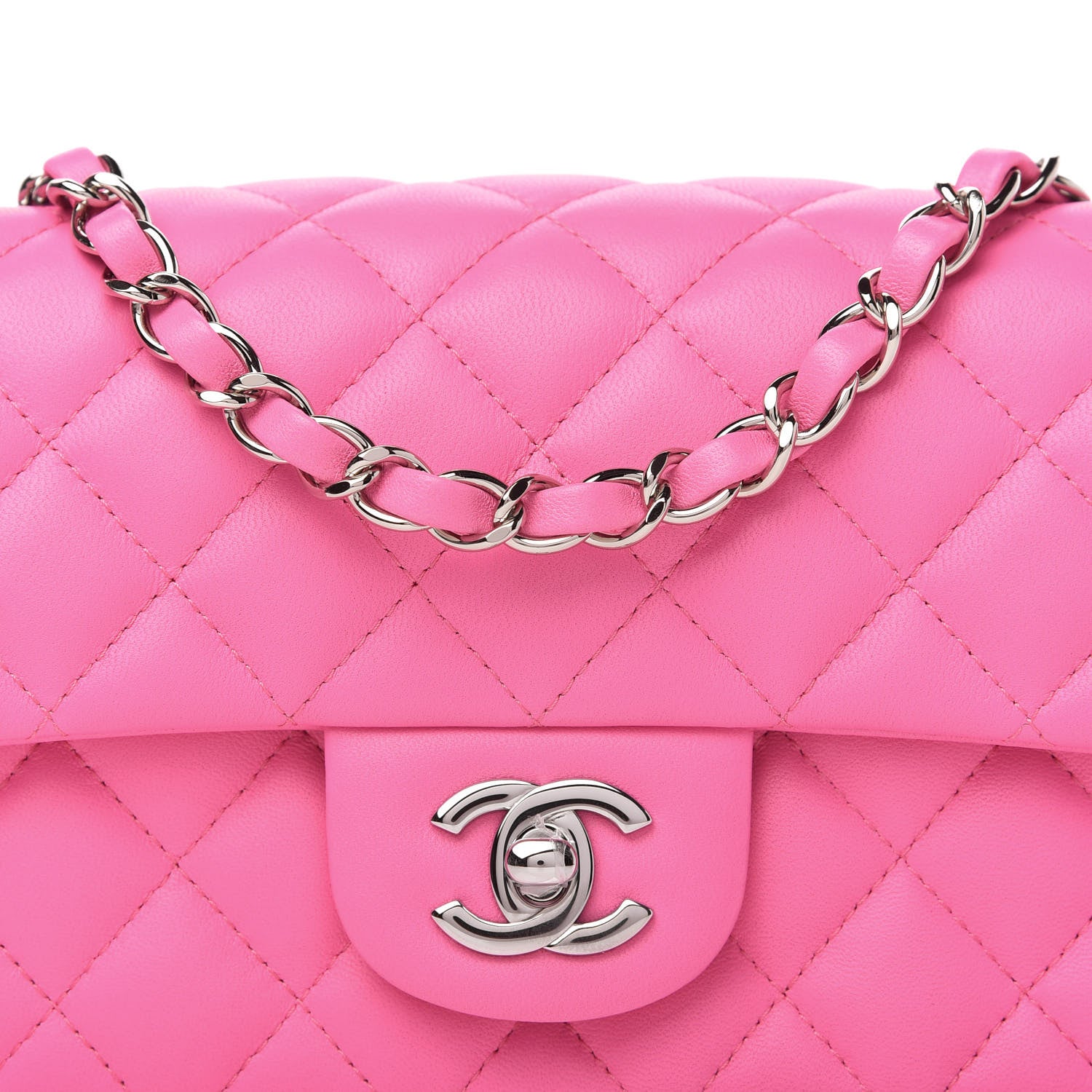 Chanel Lambskin Quilted Mini Rectangular Flap Pink 11 of 11