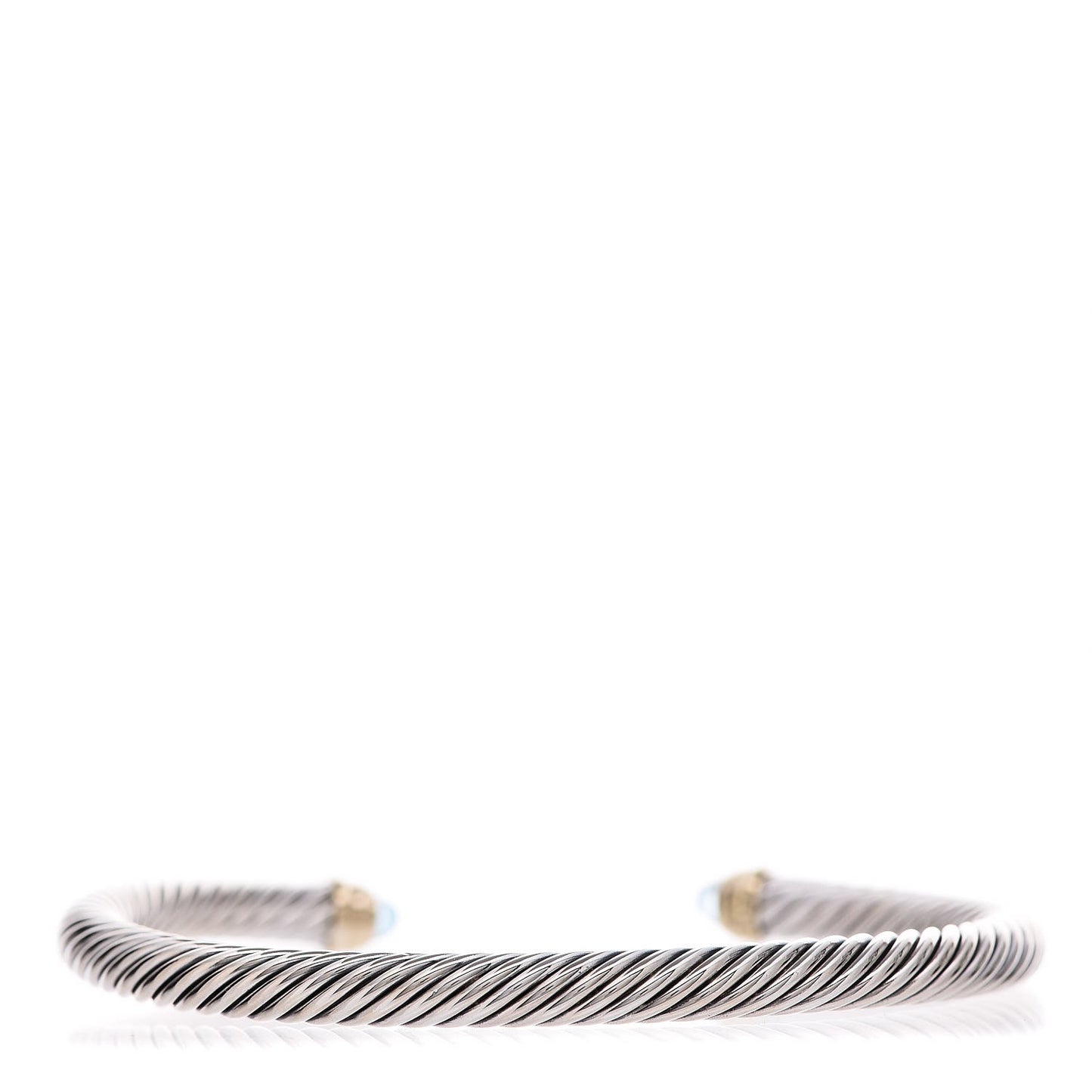 Sterling Silver 14K Yellow Gold Blue Topaz 5mm Cable Classics Petite Color Bracelet
