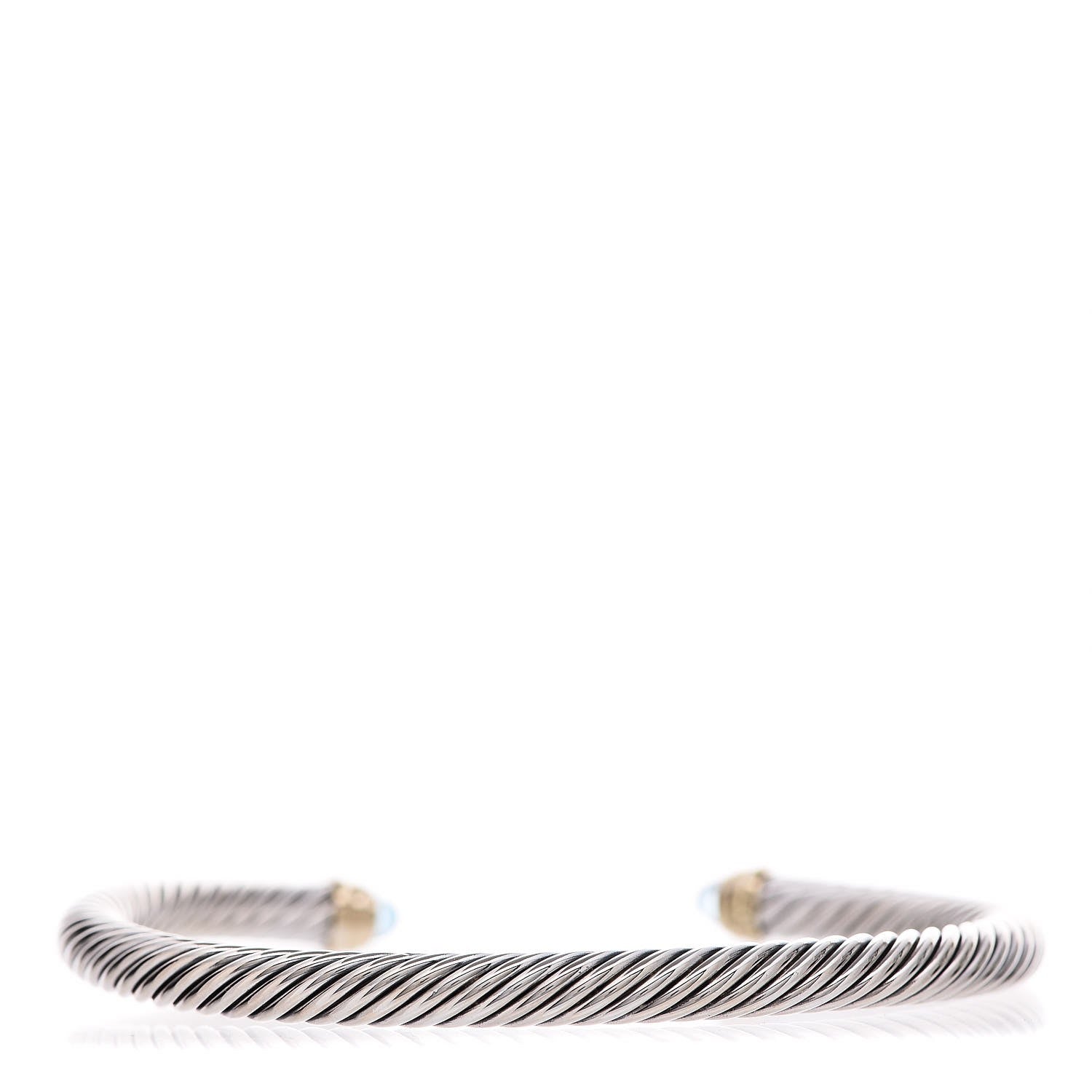 David Yurman Sterling Silver 14K Yellow Gold Blue Topaz 5mm Cable Classics Petite Color Bracelet 3 of 5