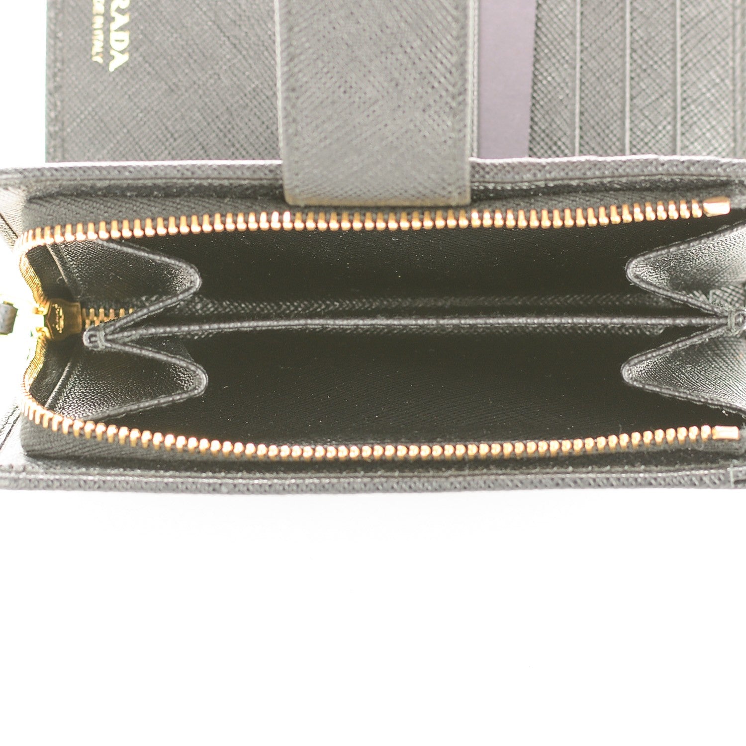 Prada Saffiano Metal Compact Wallet Black 6 of 8