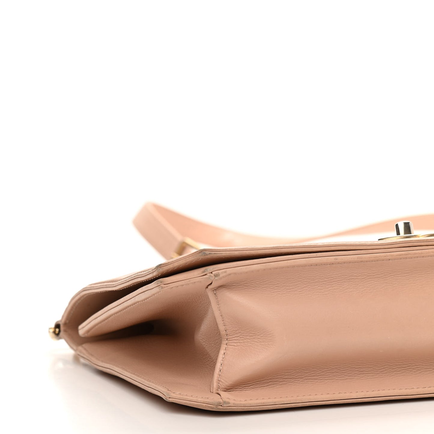 Lambskin Quilted Large Flap Beige