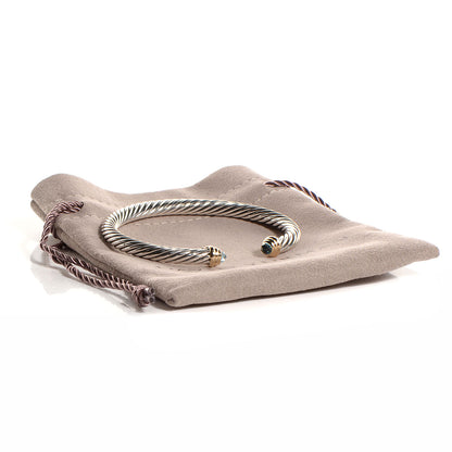 David Yurman Sterling Silver 14K Yellow Gold Blue Topaz 5mm Cable Classics Petite Color Bracelet 5 of 5