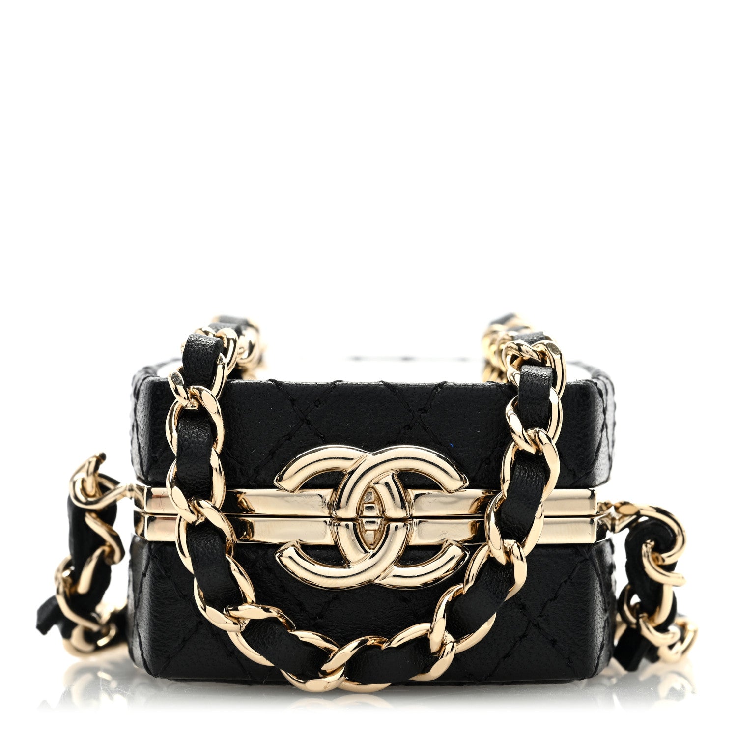 Chanel Lambskin Quilted Small Beauty Box Clutch With Chain Black 1 of 8