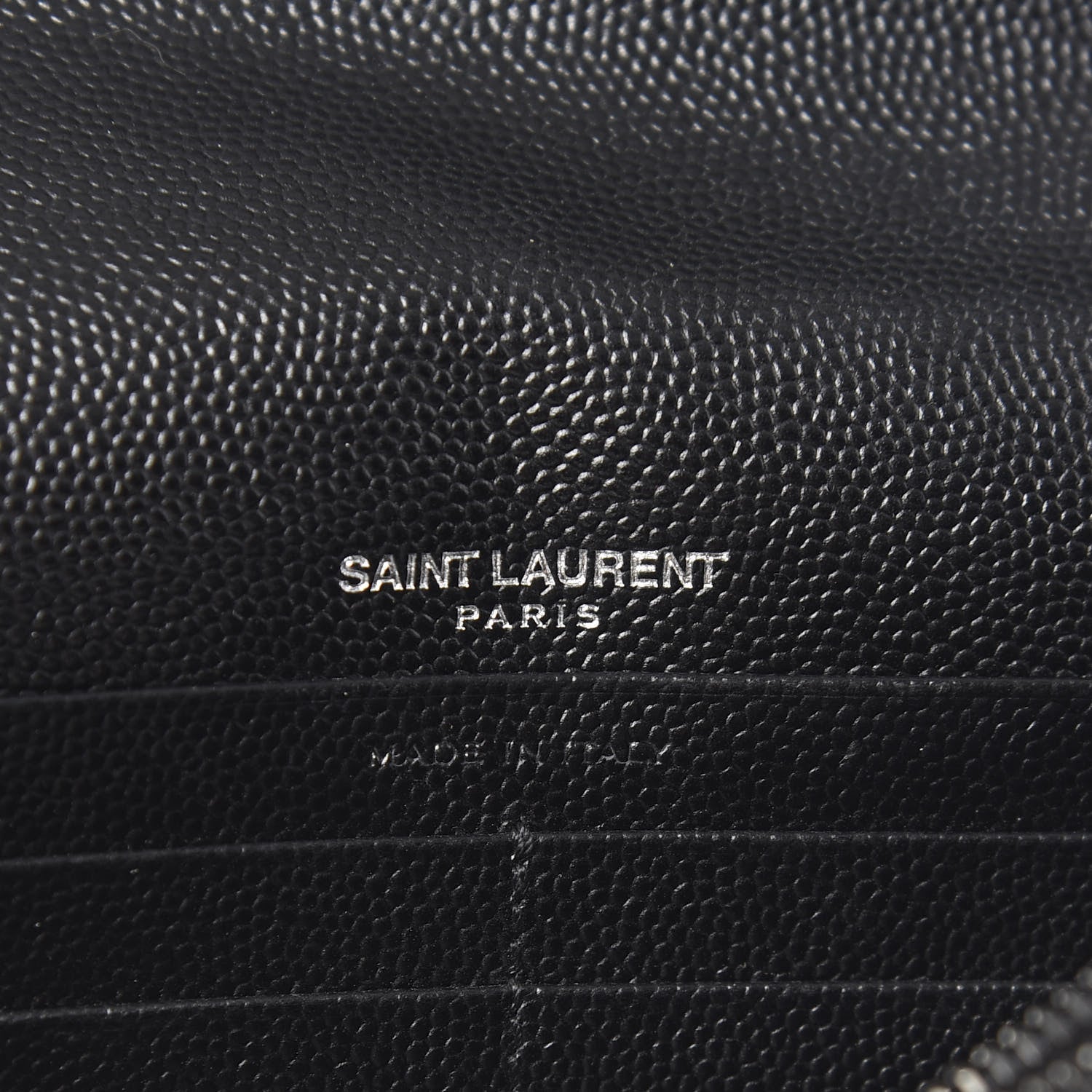 Saint Laurent Grain De Poudre Matelasse Chevron Monogram Envelope Chain Wallet Black 5 of 10