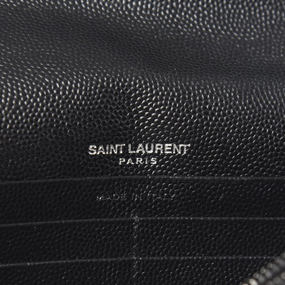 Saint Laurent Grain De Poudre Matelasse Chevron Monogram Envelope Chain Wallet Black 5 of 10