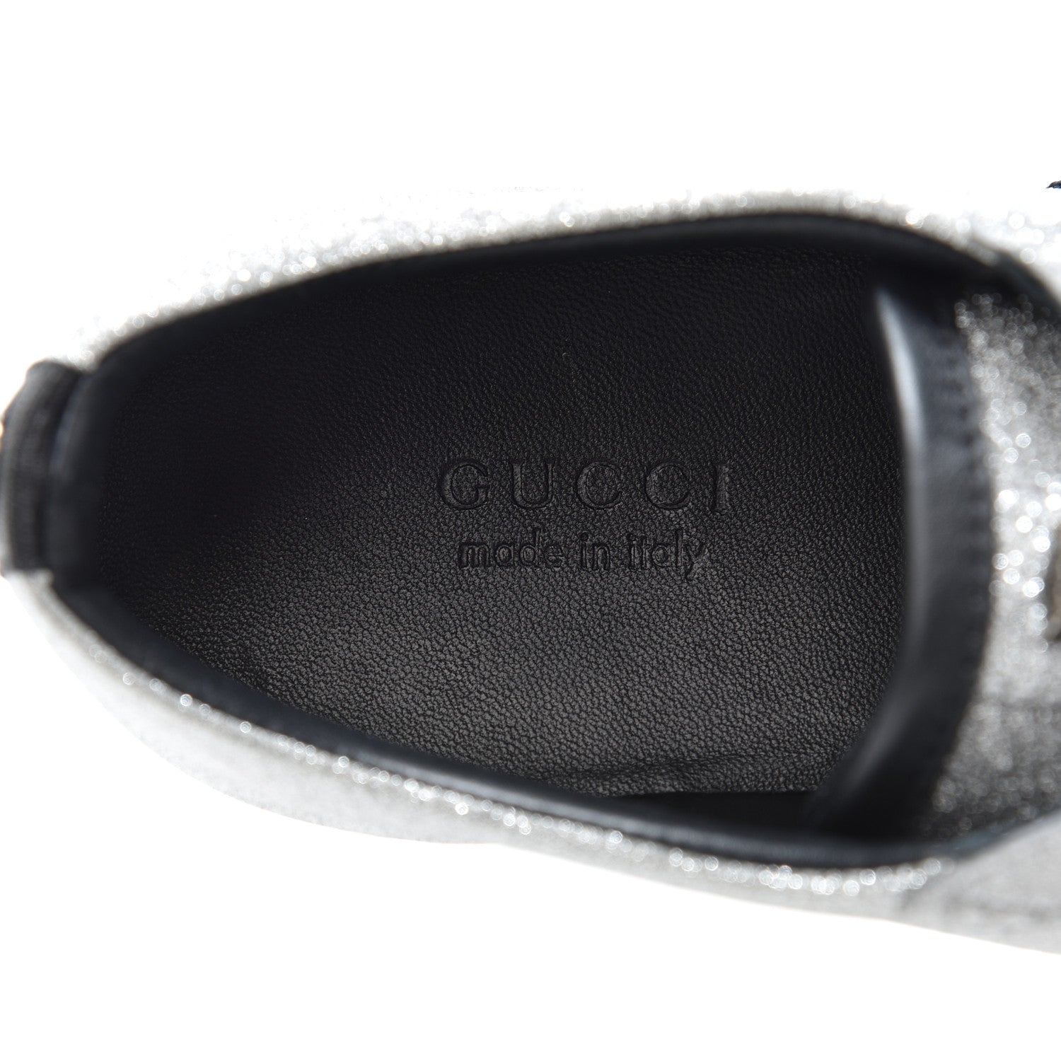 Gucci Glitter Fabric Studded Web Womens Sneakers 37.5 Silver 7 of 9