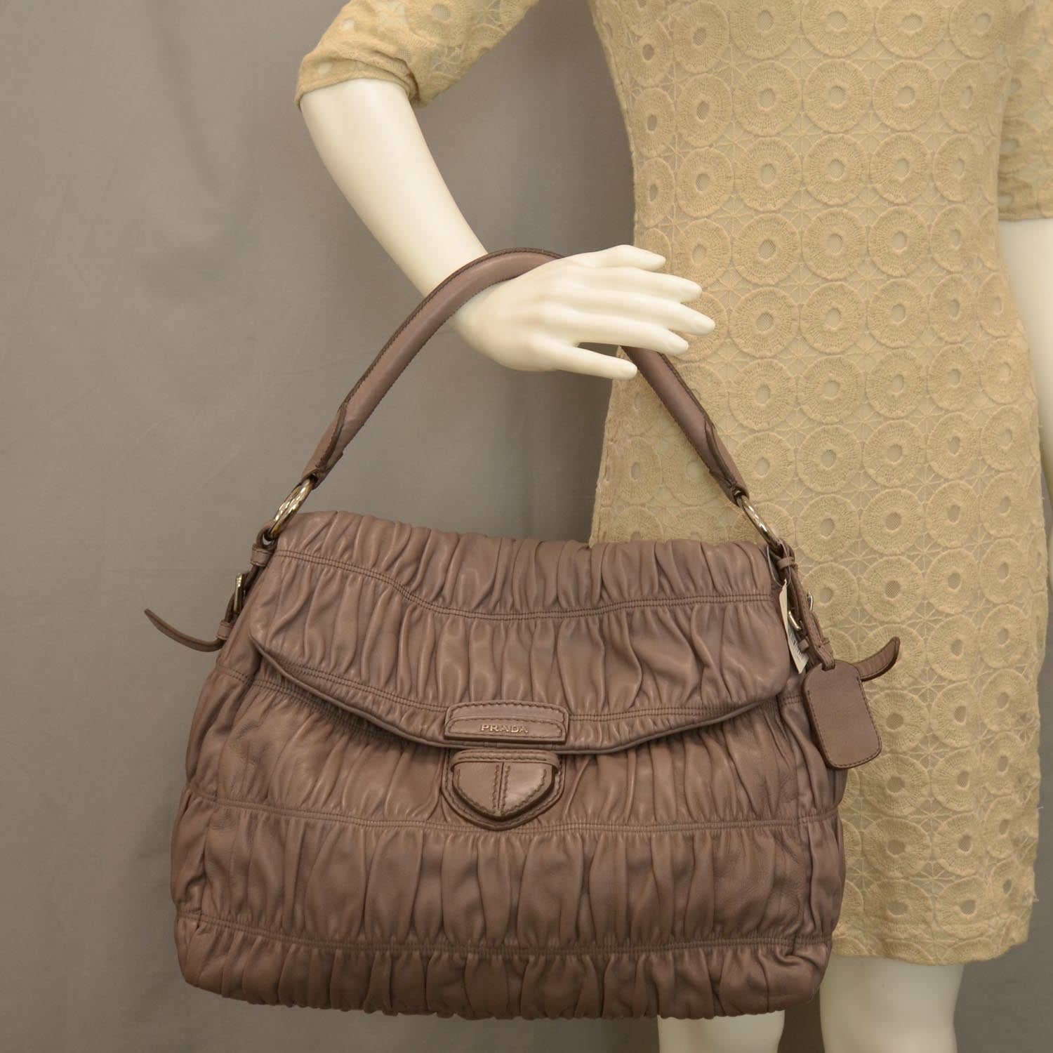 Prada Nappa Gaufre Flap Bag Bambu 2 of 7