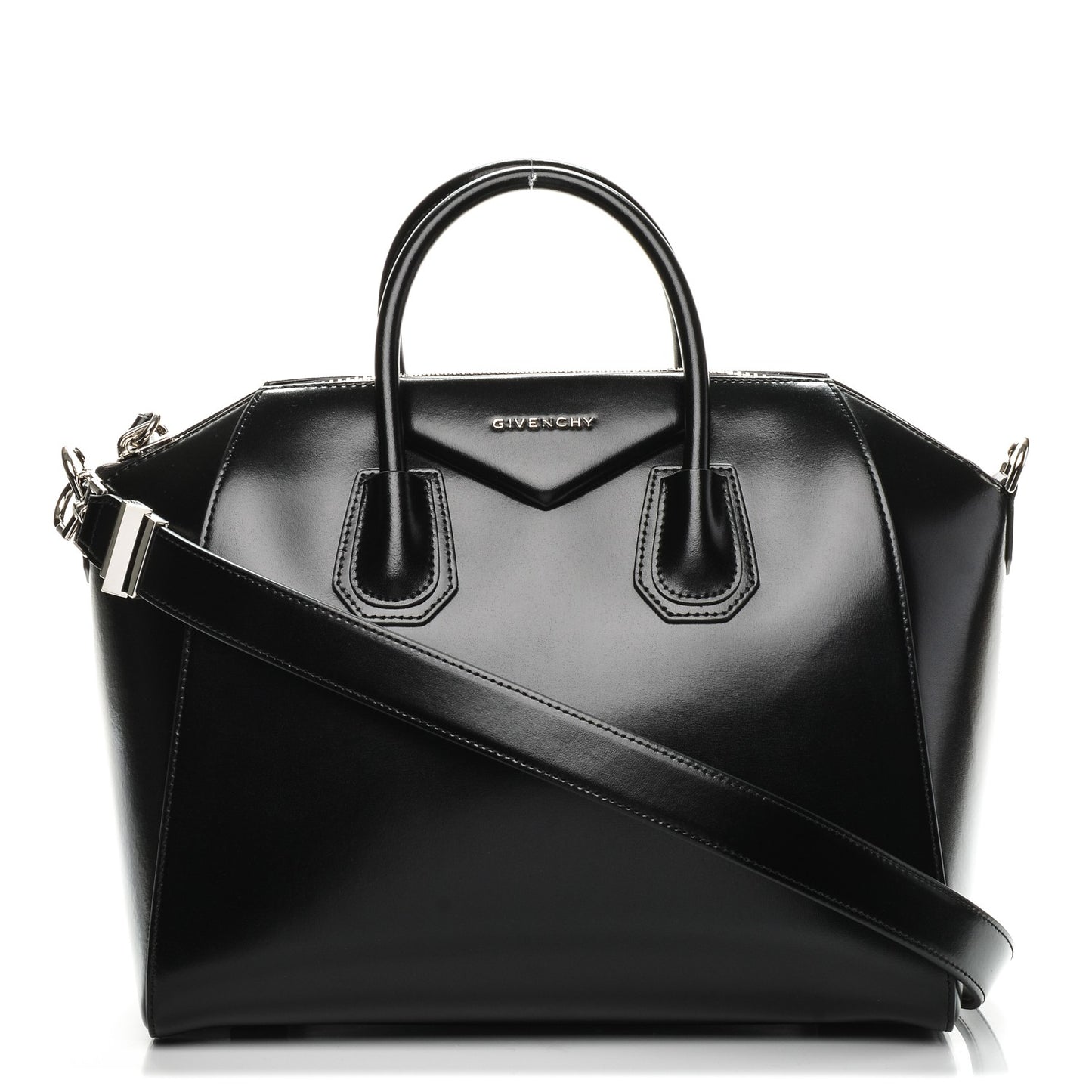 Shiny Lord Calfskin Medium Antigona Black