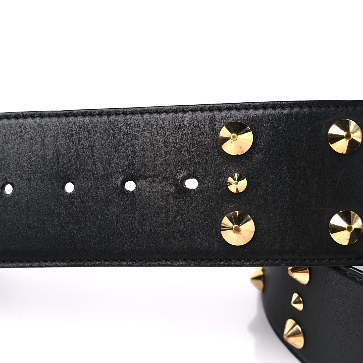Calfskin LV Initiales Clous Belt 75 30 Black Gold