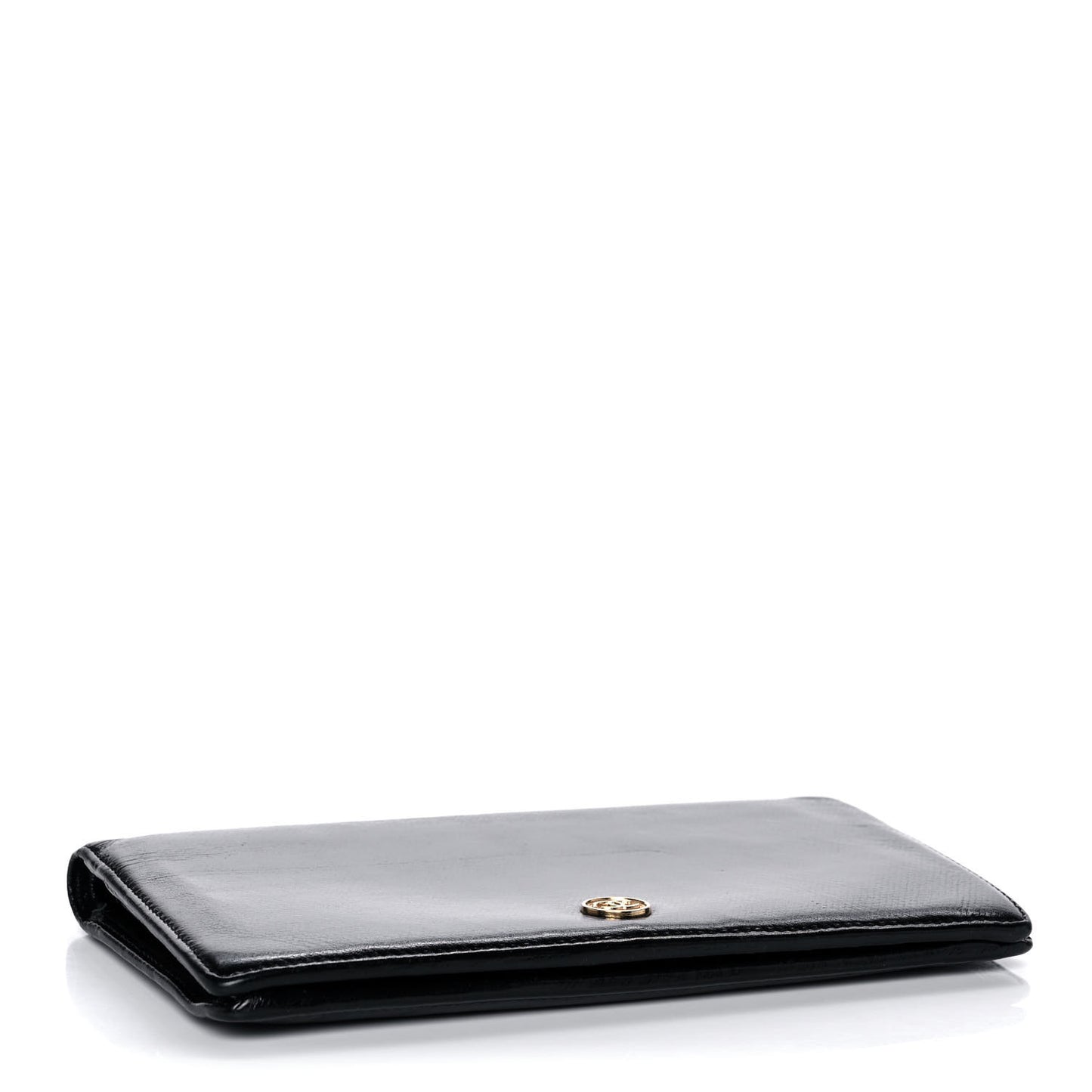 Grained Calfskin CC Button Yen Wallet Black