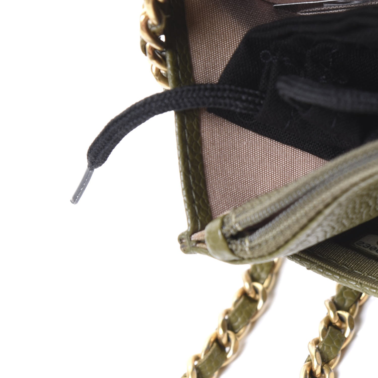 Chanel Caviar Quilted Boy Wallet On Chain WOC Khaki 8 of 9