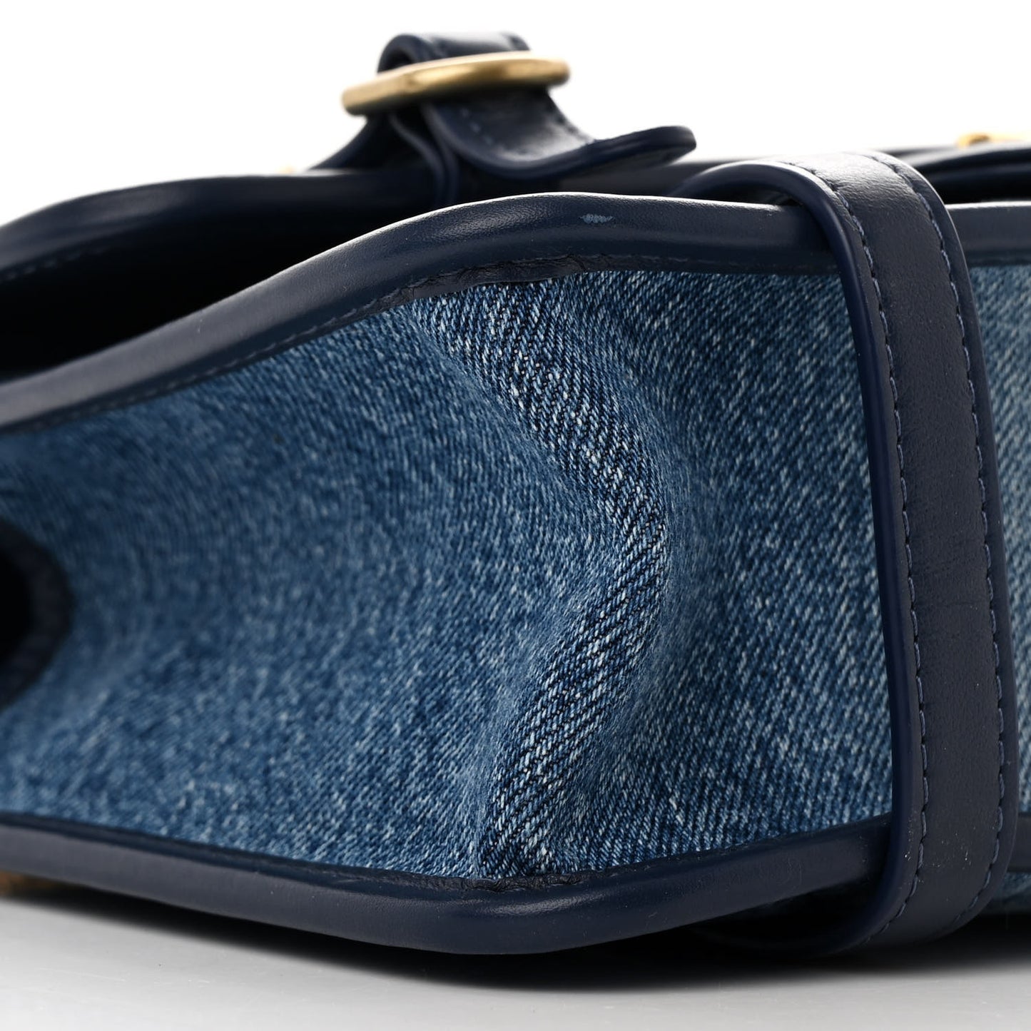 Washed Denim Quilted Messenger Flap Blue
