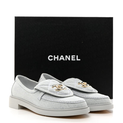 Chanel Denim CC Turnlock Loafers 37 Blue 9 of 9