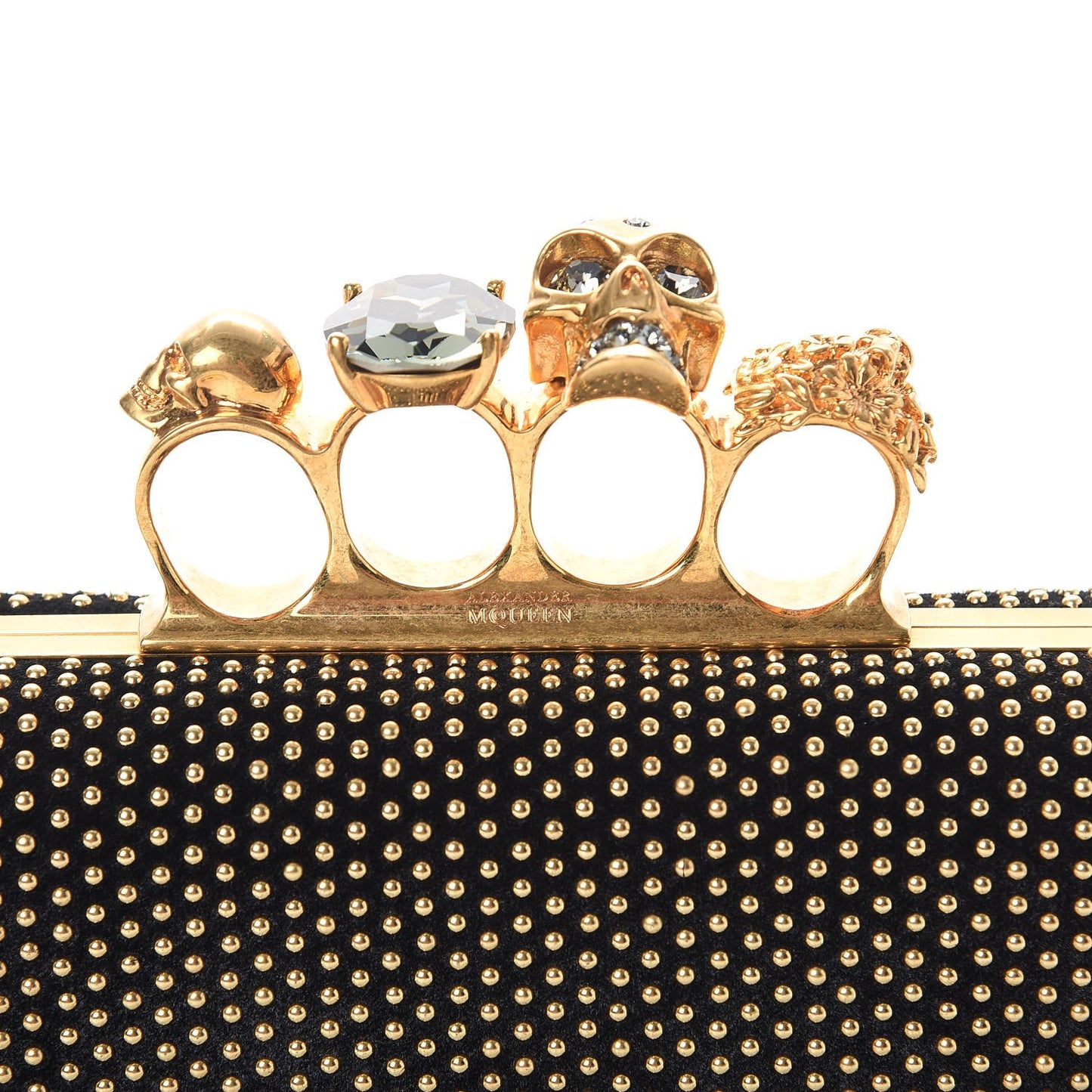 Studded Knucklebox Clutch Black