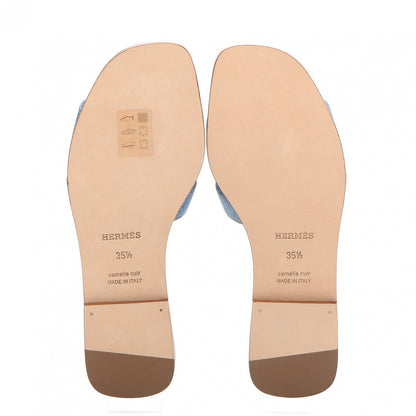 Hermes Denim Canvas Oran Sandals 35.5 Bleu Clair 5 of 9