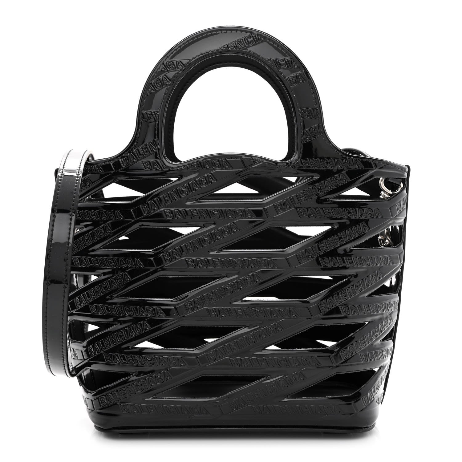 Balenciaga Patent Calfskin Small Neo Basket Tote Black 4 of 13