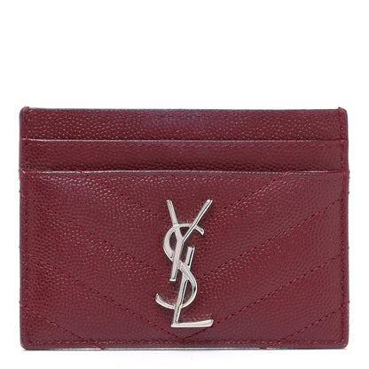 Saint Laurent Grain De Poudre Matelasse Chevron Monogram Credit Card Case Palissandre 1 of 13