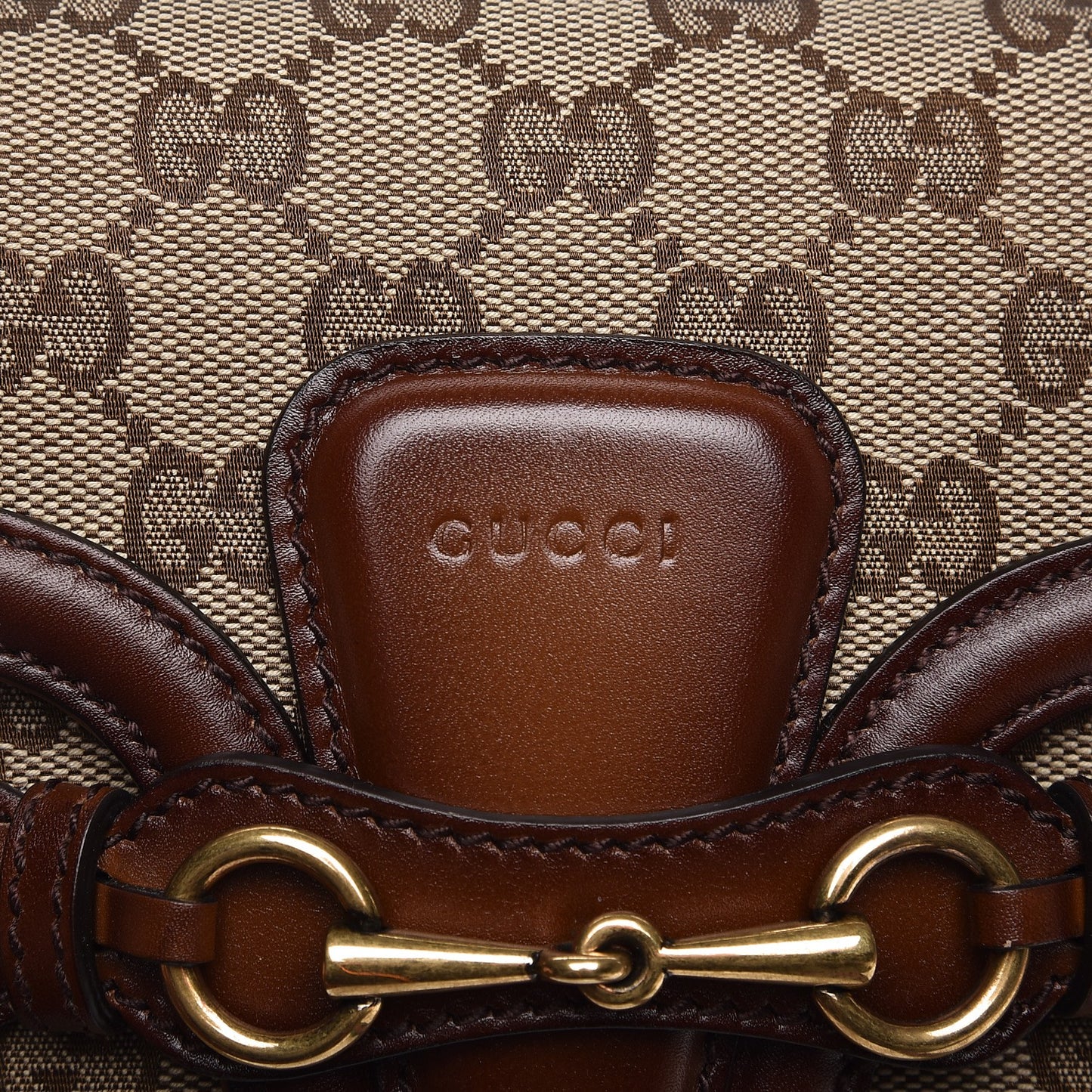 Monogram Small Lady Web Shoulder Bag Beige Cuir