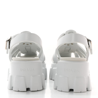 Prada Foam Rubber Metal Triangle Logo Monolith 55mm Cage Sandals 36 White 5 of 12