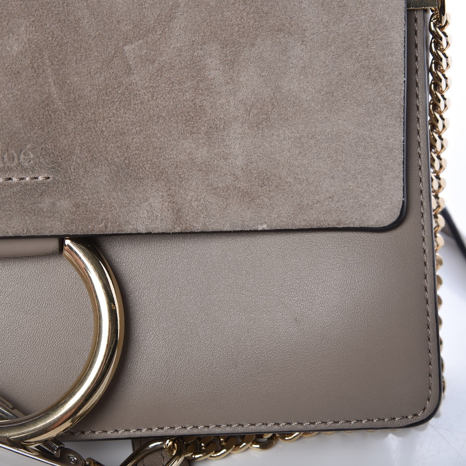 Chloe Suede Calfskin Small Faye Shoulder Bag Motty Grey 9 of 13
