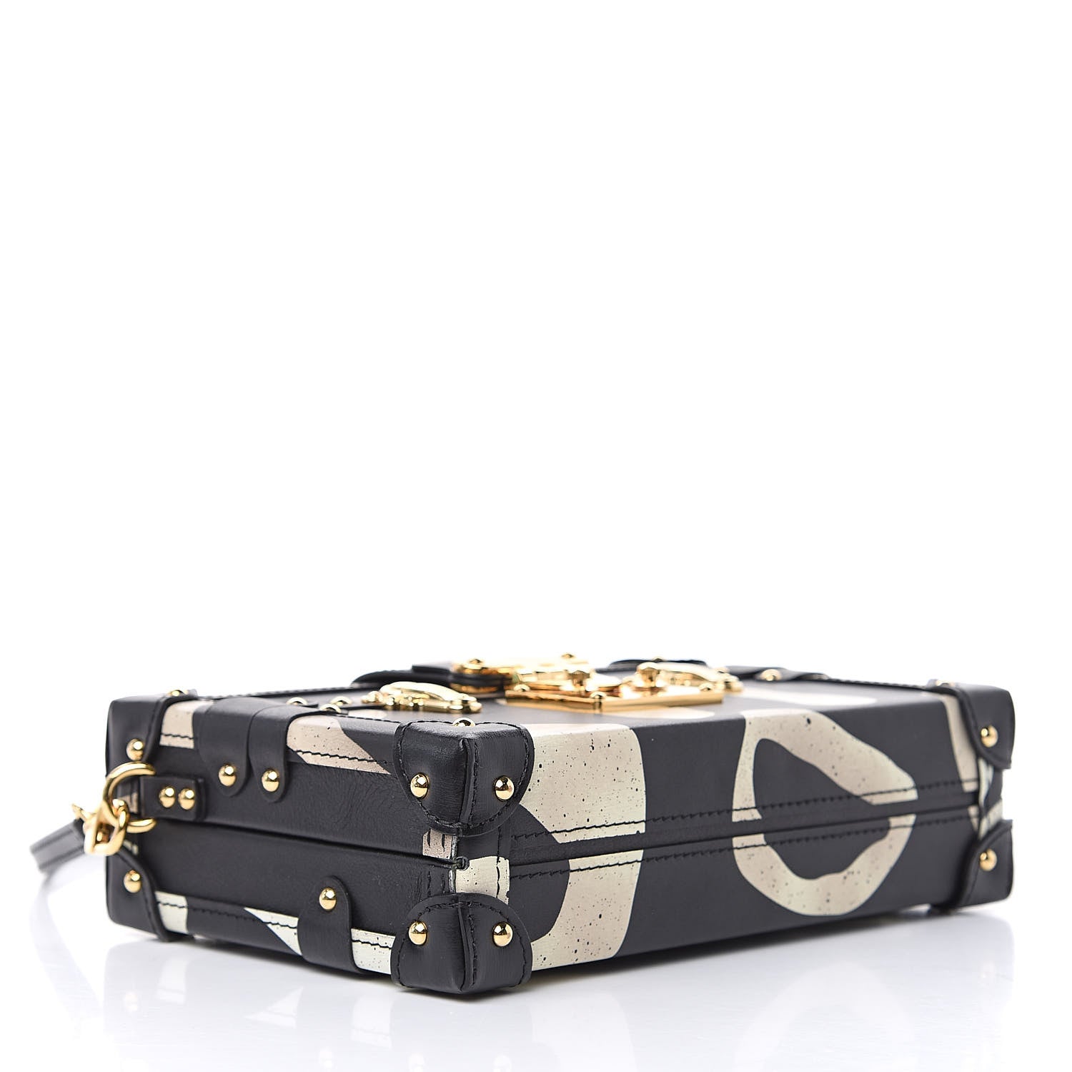 Louis Vuitton Calfskin Petite Malle Black White 4 of 10