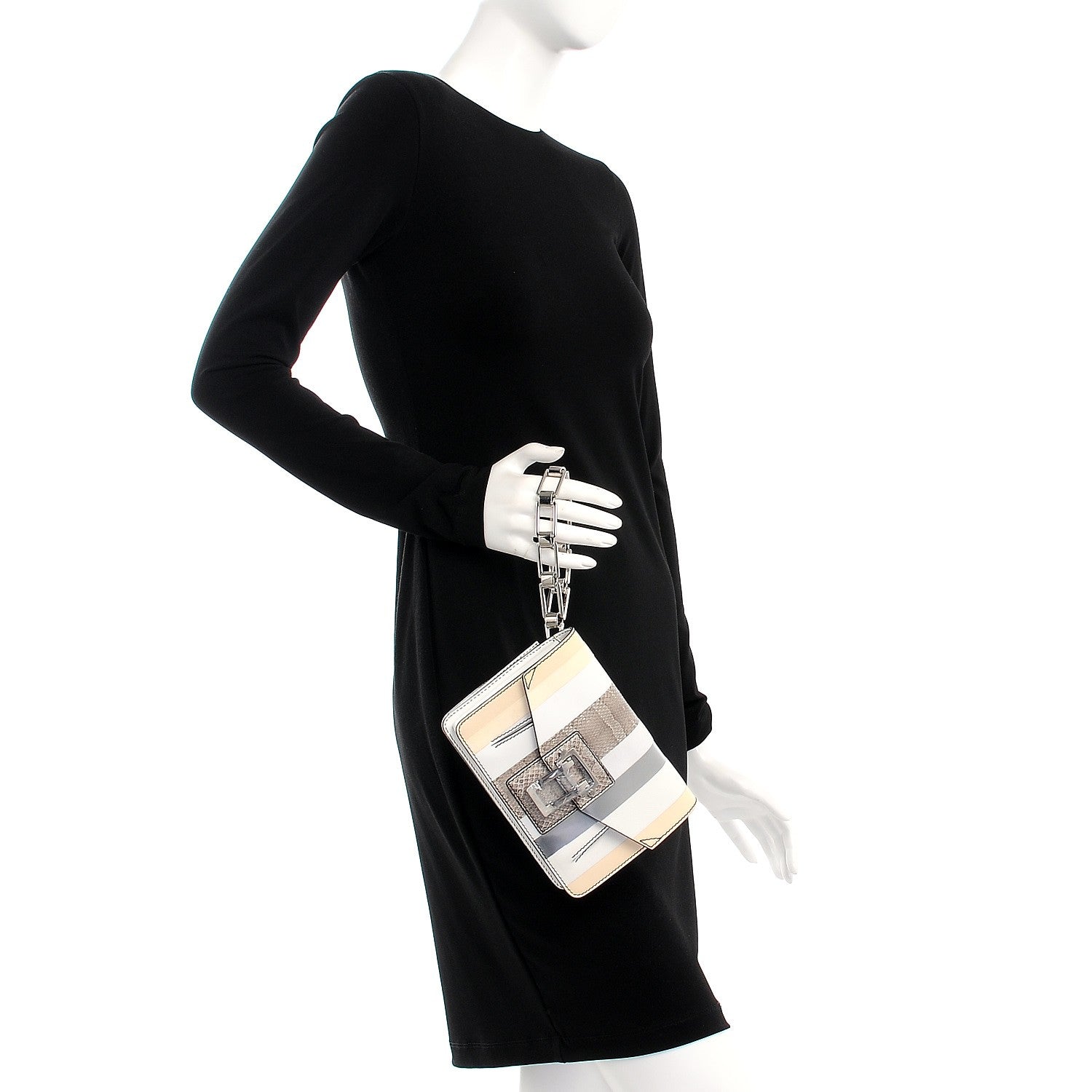 Proenza Schouler Elaphe Ayers Hava Clutch White Beige Silver 2 of 7