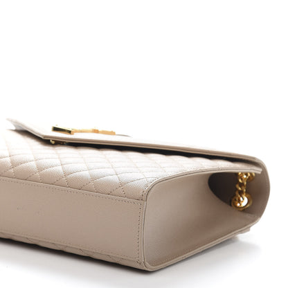 Saint Laurent Grain De Poudre Mixed Matelasse Large Triquilt Monogram Satchel Nude Powder 10 of 11