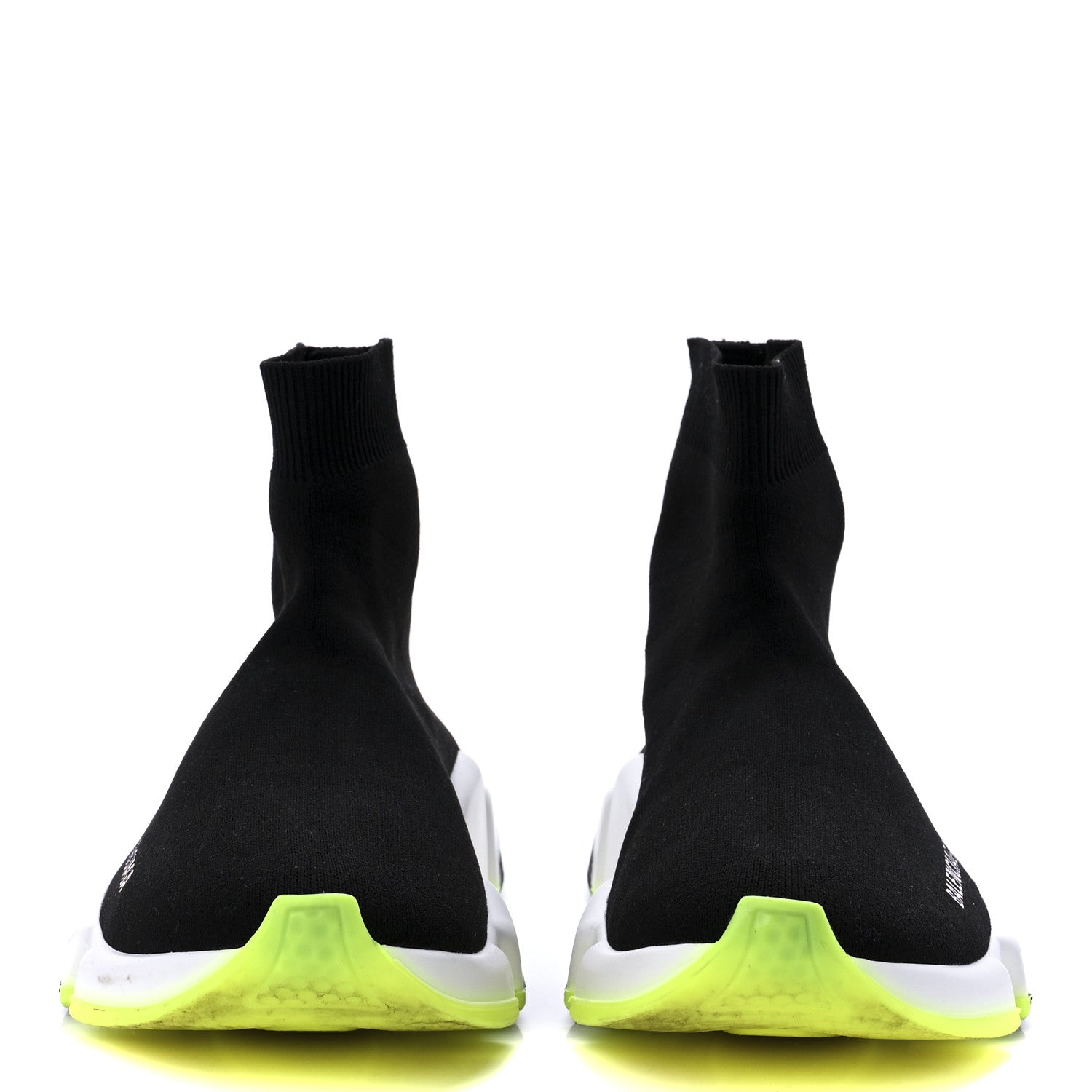 Balenciaga Neoprene Knit Womens Speed Sneakers 38 Black White Yellow Fluo 2 of 8
