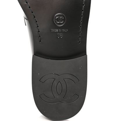 Chanel Shiny Calfskin CC Loafers Black White 36 Black White 6 of 10