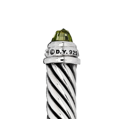 David Yurman Sterling Silver Diamond Peridot 5mm Cable Classics Bracelet 3 of 4