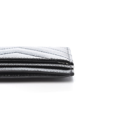 Saint Laurent Grain De Poudre Matelasse Chevron Monogram Credit Card Case Black 10 of 10