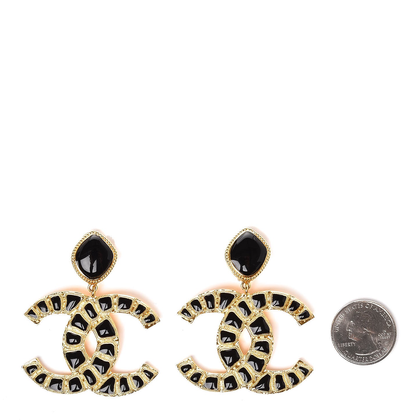 Resin Along The Nile CC Clip On Earrings Gold Black