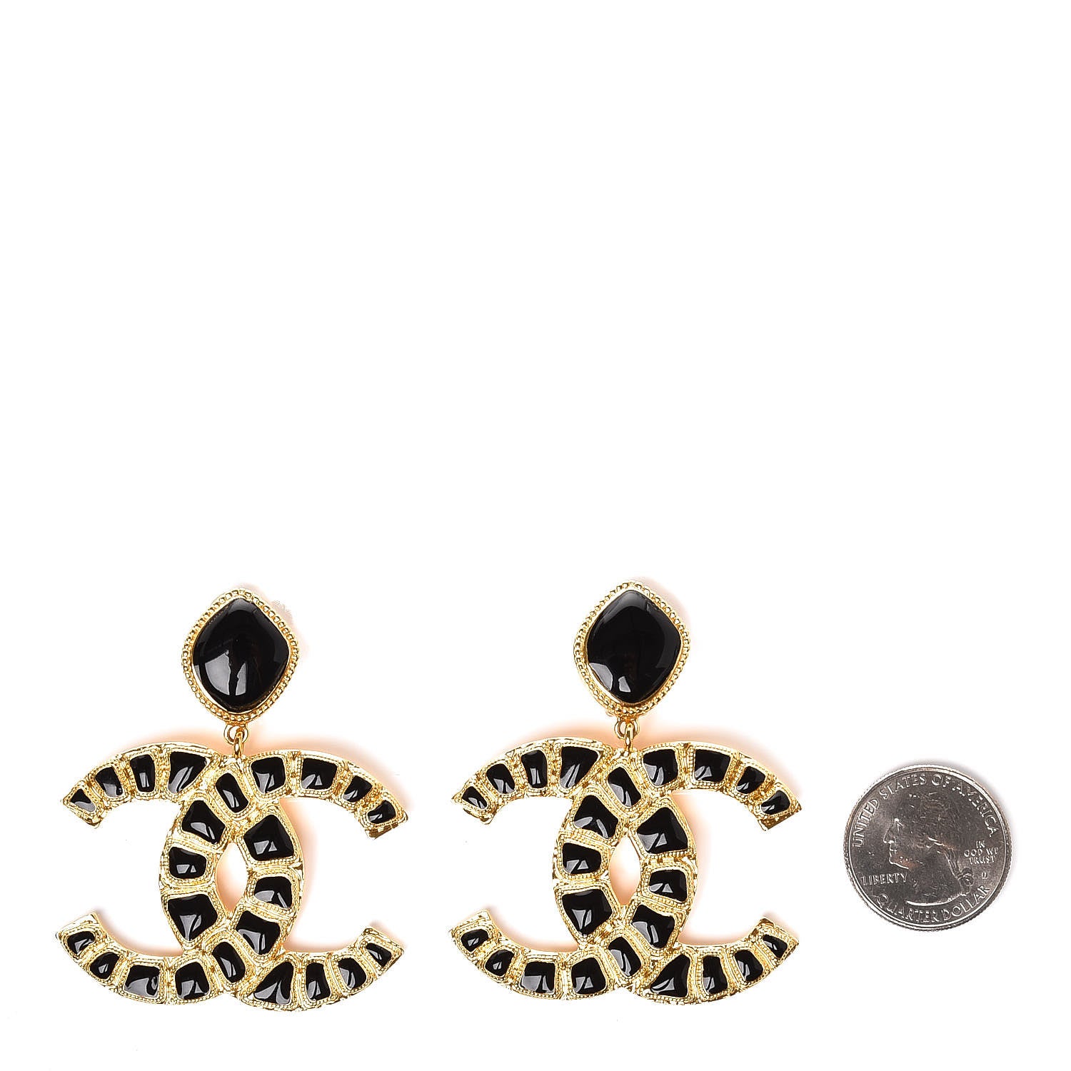 Chanel Resin Along The Nile CC Clip On Earrings Gold Black 2 of 5